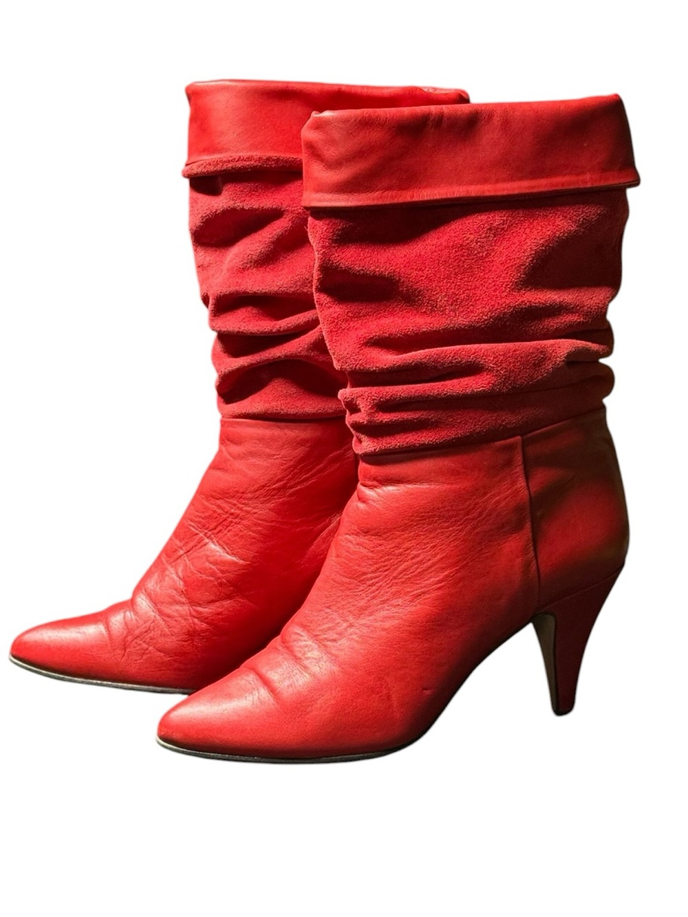 Leather& Suede  Vintage   Pointed Toe Boots